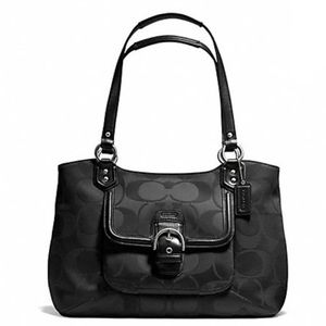 Coach Campbell Belle Black Jacquard Signature Optic Gleaming C Shoulde…